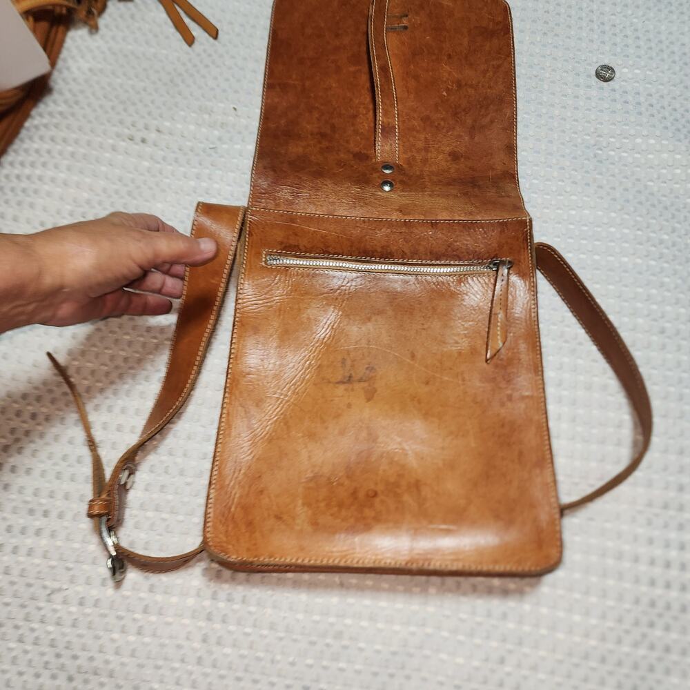 Genuine Leather Crossbody Double Section Bag - image 7